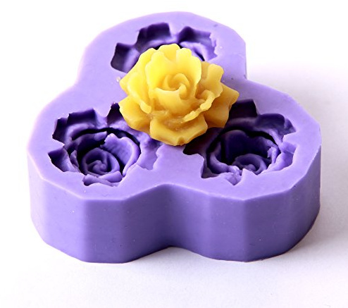 Rose Fondant Icing 3 Cavity Silicone Mould x 5