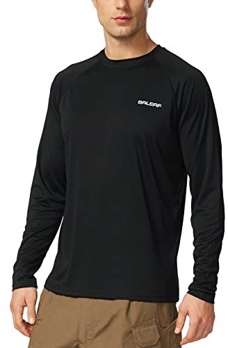 baleaf UV Shirt Herren Wasser UV-Schutz UPF 50+ Rashguard Sonnenschutz Langarm Shirt Schwarz XXL