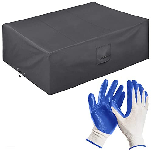 smartpeas Bâche De Protection pour Mobilier De Jardin 200 * 160 * 80 Cm - Revêtement PVC- Imperméable/Résistante Aux UV/Intempéries- avec Ouvertures D'Aération + 1 Paire De Gants De Jardinage
