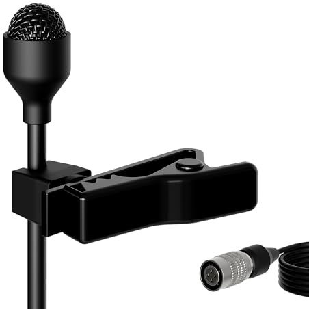 J K MIC-J 044 Lavalier Microphone Compatible with Audio-Technica Bodypacks | Hirose 4-Pin Plug Omni Clip-on Lapel Mic for Wireless Bodypack Transmitters, For Presentation Lectures Stage Live Performance
