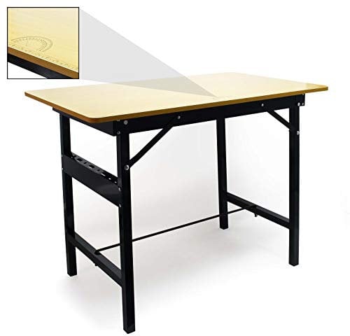 Wiltec Werkbank 100 x 60 x 76 cm klappbar, Werktisch faltbar, linierter Arbeitstisch bis 150 kg belastbar, Werkstatteinrichtung aus Stahl und Holz