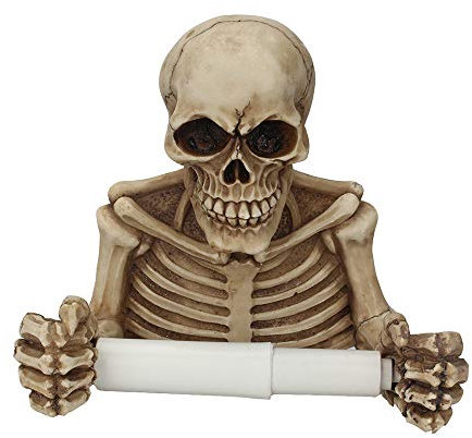 wweenuo Toilettenpapierhalter mit Totenkopf-Motiv, Retro-Halloween-Dekorationen, Wandhalterung, Toilettenpapierrollen-Aufbewahrungshalter, Ständer, Gothic-Badezimmerzubehör (Farbe)