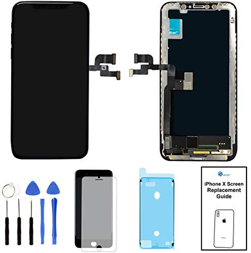 WYNT - Pantalla táctil OLED 3D de 5.8 Pulgadas para iPhone X (digitalizador y Marco de Cristal, con Marco Adhesivo precortado Resistente al Agua)