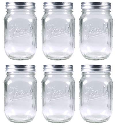 Britten & James Mason Glass 'Fresh' 490ml Preserving Jars [Pack of 6]. For Homemade Jams and Preserves