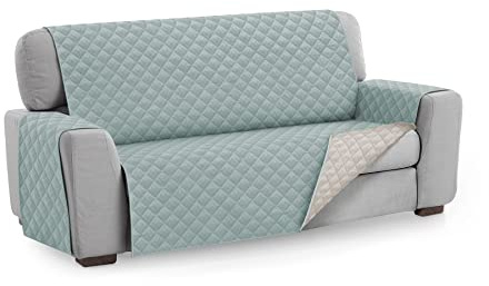 Textilhome Copridivano Malu 3 Posti 160 cm Imbottito Reversibile Acqua | Salvadivano Trapuntato Reversibile Universale, Protezione Antigraffio, Fodera Imbottita per Divano