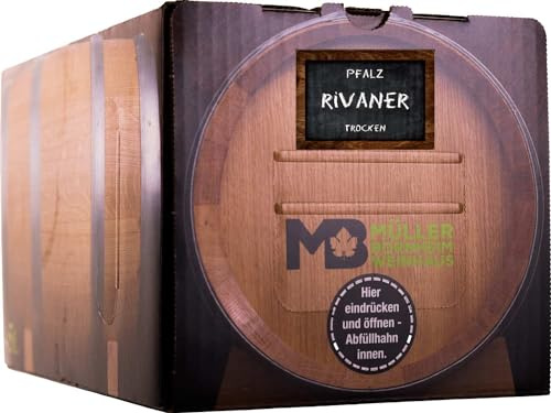 Weinhaus Müller Bornheim Rivaner weiß Wein trocken Bag in Box 5L Pfalz | Leichter als Glas, bruchsicher für Camping & Radtour – 6 Wochen frisch, direkt vom Pfälzer Winzer