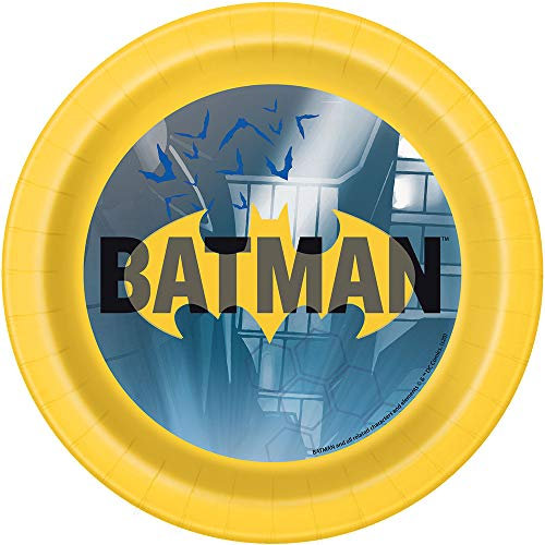 Bold Batman Dessert Plates (17cm) - Vibrant Yellow Party Plates & - Perfect for Any Superhero-Themed Celebration - 8ct