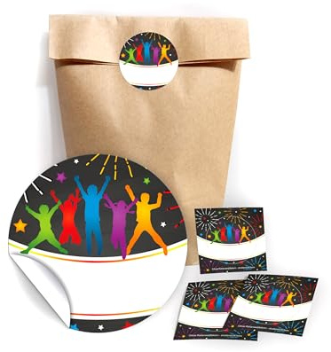 JuNa-Experten 10 Geschenktüten/Natur + 10 Aufkleber Jump Party Trampolin für Mitgebsel Gastgeschenk beim Kindergeburtstag Jungen Mädchen