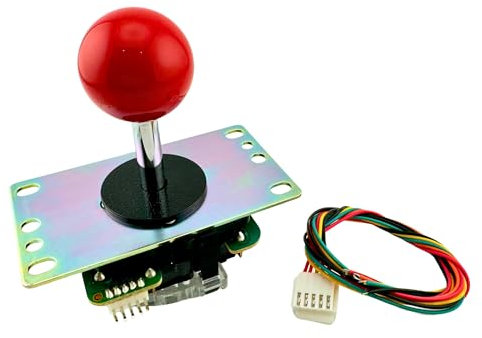 SANWA JLF-TP-8YT Joystick rojo original – para Arcade Jamma Game 4 y 8 vías ajustable, compatible con Catz Mad SF4 Tournament Joystick (parte superior de bola roja), uso para gabinete de máquina de