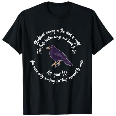 Blackbird Singing Bird Wings Microphone Singer Lyrics Artist T-Shirt