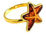 MyBer ®Ring Bernstein Seestern Bernsteinring Schmuck Damen Silber 925er vergoldet