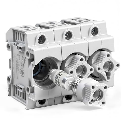 grenda-hammer® | Neozed Sicherungssockel mit Schraubkappen und 3x Schmelzsicherungen (D02-3x63 Ampère (kupfer))