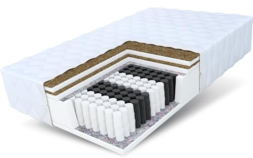FDM Matratze 180x200 cm Härtegrad H3 H5 Höhe 21 cm Taschenfederkernmatratze Kokosfaser-Einlage Polyurethan-Schaum 7 Komfortzonen mit Hypoallergenem Waschbarem Premium-Bezug Oeko-Tex Home Double