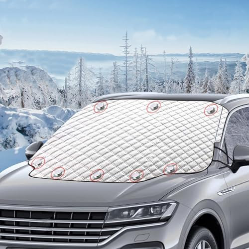 UQTUKO Frontscheibenabdeckung, Auto Scheibenabdeckung mit Magnet Faltbare Windschutzscheibe Abdeckung Auto Abdeckung Winterabdeckung Eisschutzfolie gegen Frost, Sonne, Staub, Schnee, EIS, 147x116 cm