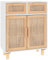 vidaXL Sideboard Schrank Anrichte Beistellschrank Kommode Mehrzweckschrank Standschrank Weiß 60x30x75cm Massivholz Kiefer Natur-Rattan