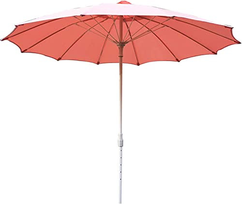 Sombrilla mediana de 5.6 pies Playa al aire libre Protector solar Sombrilla impermeable Paraguas Patio Balcón Jardín Flor Terraza Paraguas Blanco Rosa Caqui Sin base ( Color : Pink , Size : 1.7m )