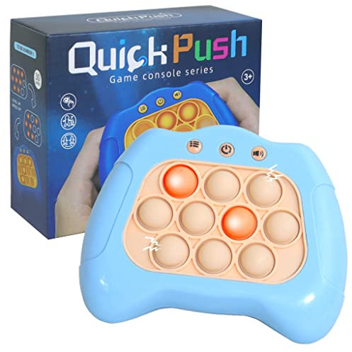 AIPINQI Pop Game Light Up Fidget Toy, Quick Push Game Console, Whack a Mole Game, Decompression Breakthrough Puzzle Pop Game Machine, Multiple Game Modes Toy for 3+ Years (light blue)