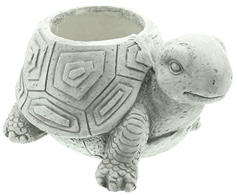 FRANK FLECHTWAREN Pflanzgefäß, Pflanzer Schildkröte, Gartendeko aus Fiberglas, detailliert gearbeitet in schönem Grauton, zum Bepflanzen mit Folie ausschlagen auch für den Außenbereich
