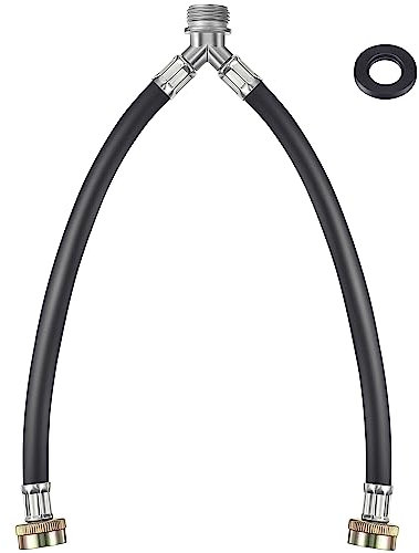 Dreyoo Lot de 2 tuyaux en Y en caoutchouc pour machine à laver, raccords en laiton de 1,9 cm, longueur de 0,3 m, alimentation en eau chaude et froide en Y pour robinets de jardin d'extérieur (1 pièce)
