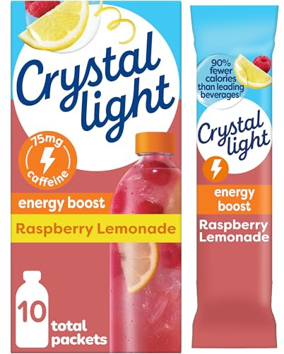 Crystal Light Raspberry Lemonade Energy Boost Drink Mix, 10 ct On-the-Go-Pakete