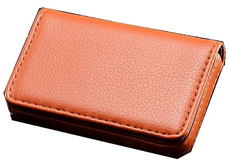 Orange Pu-Leder-Visitenkartenetui, magnetischer Namenskartenhalter, Brieftaschenhalter, geeignet für Männer und Frauen