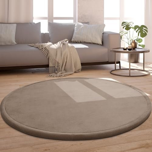 Paco Home Teppich Kinderzimmer Rund Kinderteppich Baby Spielteppich Krabbeldecke Krabbelmatte Weich rutschfest Moderne Deko, Grösse:80 cm Rund, Farbe:Beige