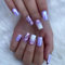 24Pcs Short Square False Nails French Tips Press on Nails Glossy Fake Nails Purple Shiny Glue on Nails with Adhesive Tabs Removable Artificial Stick on Nails for Women Girls Manicure Decoration