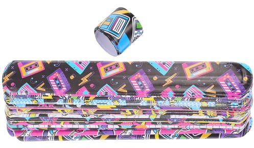 BESTonZON 48 Pezzi Braccialetto Di Roccia Braccialetti a Scatto Di Musica Rock Bracciale Schiaffo Anni 90 Braccialetti Schiaffo Per Feste Anni 80 e 90 Wltoys Selezionato Con Cura Pvc Polso