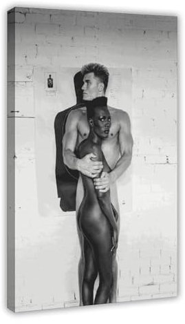 AMATWI Helmut Newton Poster auf Leinwand, Schlafzimmer-Dekor, Sportlandschaft, Büro, Raumdekoration, Geschenk, Rahmen-Stil, 60 x 90 cm