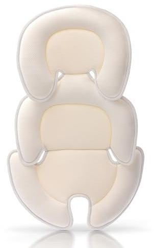 Innokids Säuglings Autositz Einsatz, Neugeborener Kopf-Stützkissen und Körper-Stützkissen für Babys Anzug für Baby-Autositze und Kinderwagen (Sahneweiß)