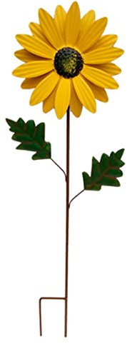 XJKLBYQ Sunflower Wind Spinners,Garden Metal Stake,Sunflower Windmill Pinwheels Flower Garden Ornaments for Outdoor Garden Yard Patio Decoration (Yellow)