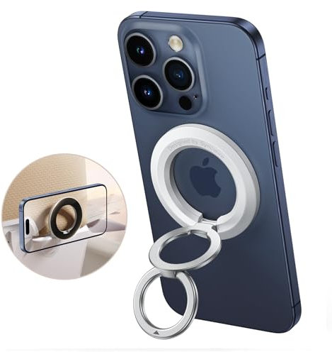 Syncwire Magnetic Phone Ring Holder, Portable Ring Holder for MagSafe, Magnetic Phone Grip,Powerful Magnet, Adjustable Phone Stand Compatible with iPhone 16/15/14/13/12, Samsung, Pixel - White
