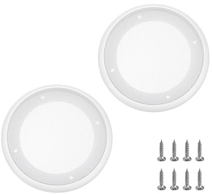 QUARKZMAN 2pcs 5 Grill Maille Décoratif Cercle Haut-Parleur Garde Protecteur Couvercle Pièces Blanc
