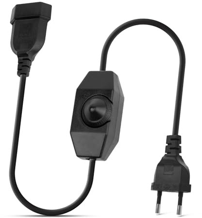 Regulador LED con Interruptor, BRIMETI 2 Meter Regulador de Intensidad Cable, Dimmer Lámparas LED 220-240V, 100W Max Enchufe Cable Extensión Regulador Rotativo, Interruptor Dimmer para Led Regulable