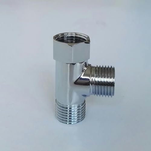 Raccords de tuyauterie en T à 3 voies G3/8 G1/2 Accessoires de salle de bain en laiton chromé de type T pour pièces de chauffe-eau de bidet - Plaqué chrome - 3/8