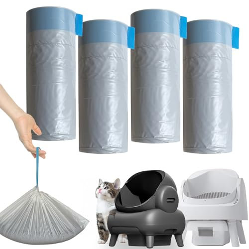 Katzentoilettenbeutel, kompatibel mit NeakasaM1 und Pet Pivot Autoscooper, 11 selbstreinigende Katzentoilette, 4 Rollen Katzenstreubehälter, 80 Stück