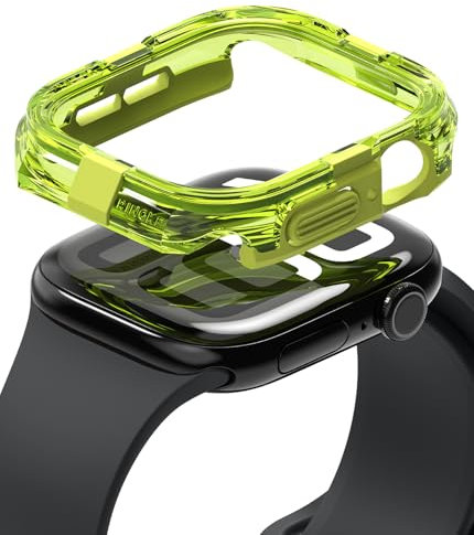 Ringke Fusion Bumper Kompatibel mit Apple Watch 11/10 46mm Schutzhülle, [Doppelschichtiger] Robuster Bumper-Rahmenschutz Transparente Farbe Hülle - Neon Green