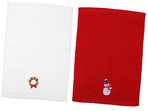 KITANDOVE 2 Stück Kreative Weihnachts-baumwollhandtücher Mit Stickerei Weihnachtshandtuch-waschlappen