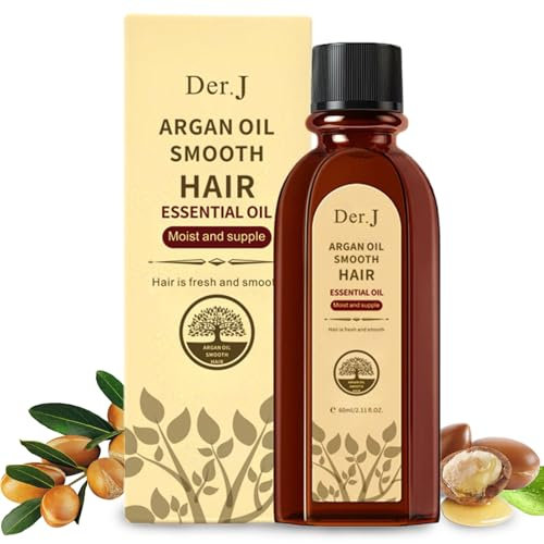 Organic Argan Hair Oil for Damaged & Dry Hair Frizz Control Hydrating Natural Moroccan Argan Oil for Hair Strengthens, Heat Protectant for Hair Gloss, and Split End Repair 60ML