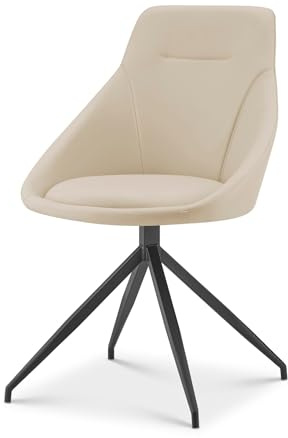 Bravich Vegan Leather Swivel Office Chair – Cream, Compact Low-Back Design for Home, Work, Bedroom & More