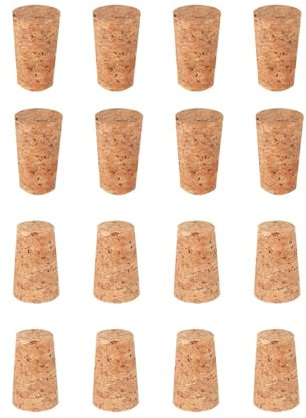 16 Pack Soft Wood Corks Tapered Cork Wooden Beer Bottle Stopper Replacement Leakproof Wine Bottle Corks For Wine Making Craft 0.67 X 0.91 X 0.98 Inch Wine Cork for Crafts (Coffee, 2.5X2.3X1.7cm)