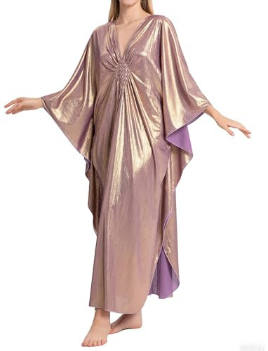 Bsubseach Kaftan Dresses for Women Sparkly Glitter Batwing Sleeve Kaftan Cover Up Beach Maxi Dress Loungewear Golden