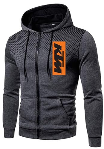 K.T_M Sweat à capuche à pois pour homme - Cardigan d'extérieur décontracté avec poches, gris, L