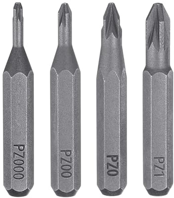 QUARKZMAN 4 Stück PZ000 PZ1 Schraubendreher Bit Bitsatz 4mm Sechskantschaft | Set, Phillips Schlitzkopf Hex Bits, S2 Stahl, 28mm/1, 1 Zoll, Magnetisch, Werkzeugset Elektroschrauber Akkuschrauber