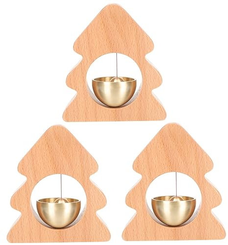 Zerodeko 3 Stück Türklingel Hundeglocke Glocken zur Dekoration Dekorationen im Freien weihnachtsbaumdeko Tannenbaum Dekoration Weihnachtsbaum Windspiel Hölzernentür -Glockenspiel Holz