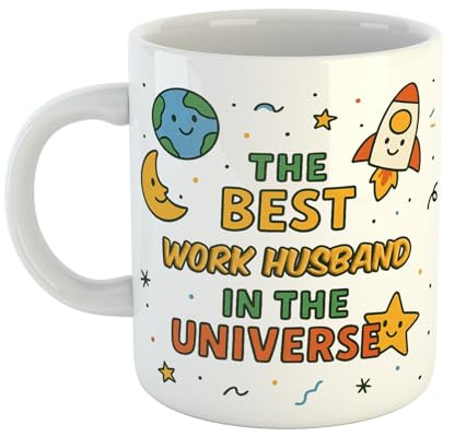 Novelty Work Husband Coffee Mug - “The Best Work Husband in The Universe” - Fun Gift for Men, Women, Colleagues, or Boss - 11oz Ceramic - Office or Home Use