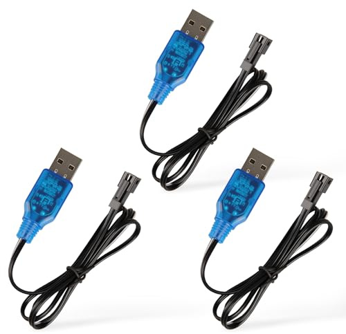 3 PCS 3.7V HSP Câble, HSP avec Prise SM-2P, Chargeur pour Batterie RC, Véhicules Télécommandés, Drones, Camions, Hélicoptères