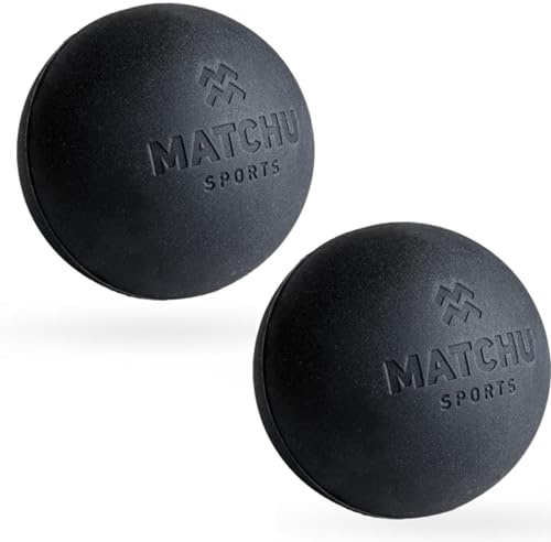 MATCHU - Lacrosse ball - Fascia ball - Massage ball - Trigger point ball - Trigger point massage - Diameter 6 cm - High hardness - 1 or 2 pieces - Black (2)