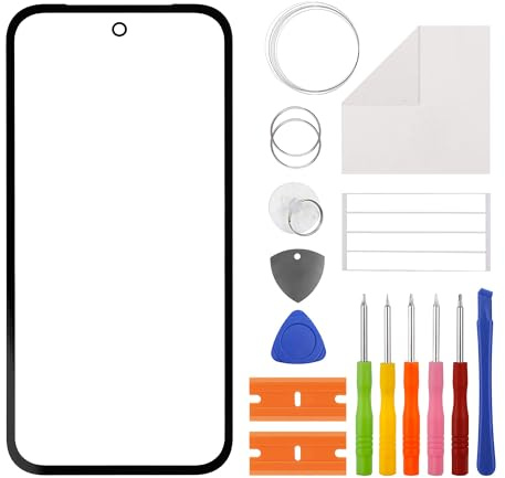 Duotipa Neu 6.3 Display Glas Frontglas Reparatur Replacement Set kompatibel mit Google Pixel 9a GXQ96 mit OCA Adhesive inkl Werkzeugsatz,No LCD Screen and Touch Digitizer