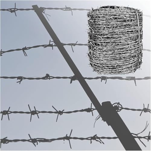 Wildschutz-Stacheldraht, 2 mm dick, 100 m Stahlzaundraht, langlebiges Knotengitter für effektive Tierbekämpfung, robuste Zaunlösung